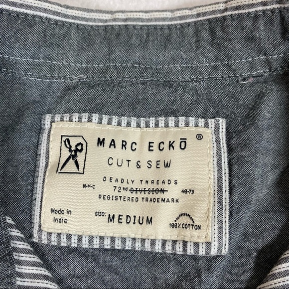 Marc Ecko Shirt Mens Medium Pearl Snap Button Shirt Short Sleeve Front Pockets - Picture 3 of 9